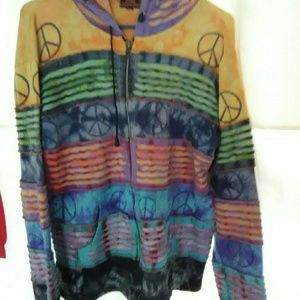 PEACE sign jacket with hood
